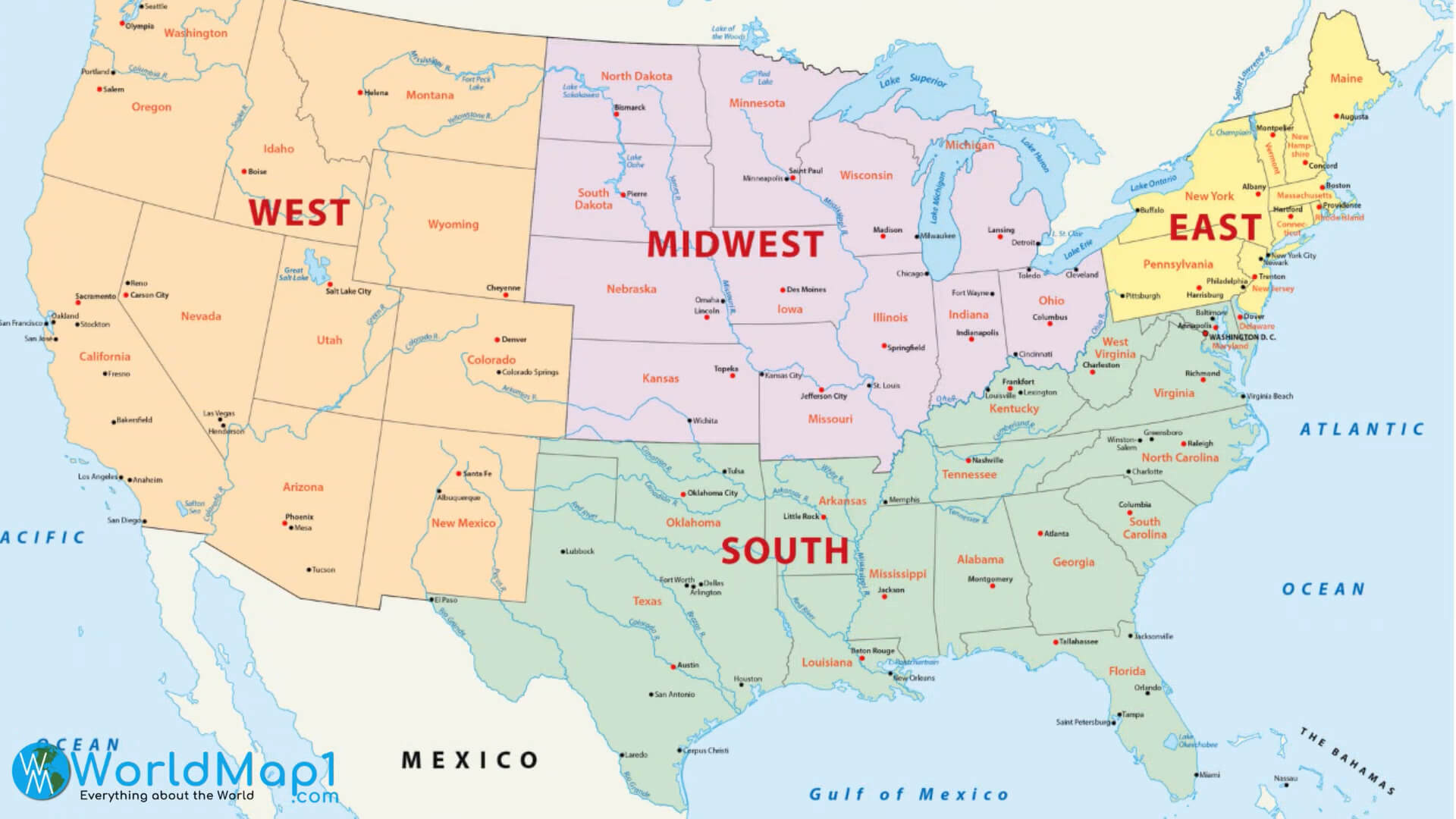 United States Regions Map